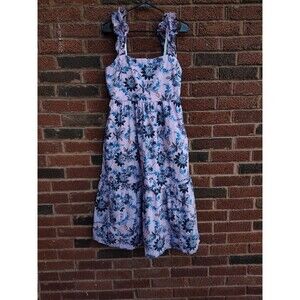J crew midi dress smokey lilac in antique navy size 8 floral Feminine Cruise